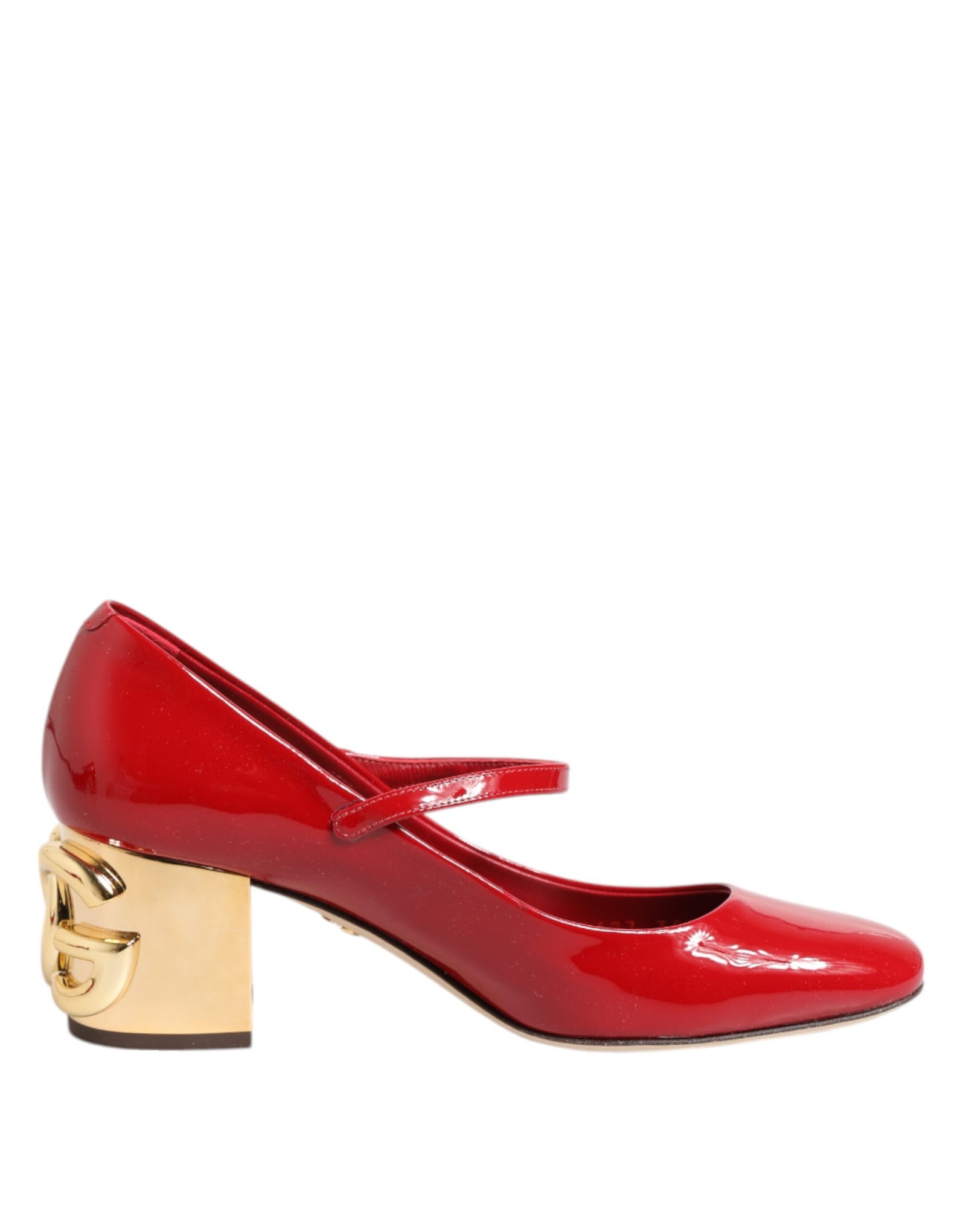 Dolce &amp; Gabbana Red Leather DG Logo Heels Sandals Shoes