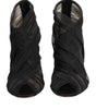 Dolce &amp; Gabbana Black Mesh Stiletto Heels Ankle Boots Shoes