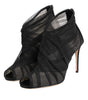 Dolce &amp; Gabbana Black Mesh Stiletto Heels Ankle Boots Shoes