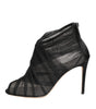 Dolce &amp; Gabbana Black Mesh Stiletto Heels Ankle Boots Shoes