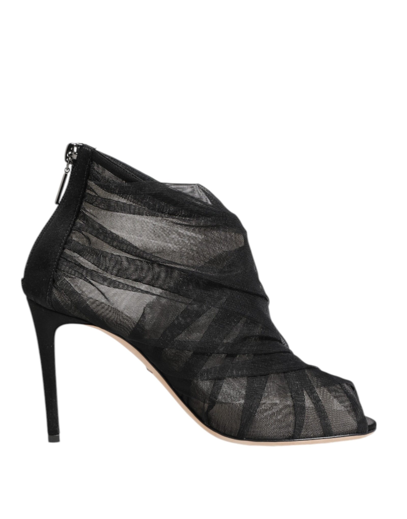 Dolce &amp; Gabbana Black Mesh Stiletto Heels Ankle Boots Shoes