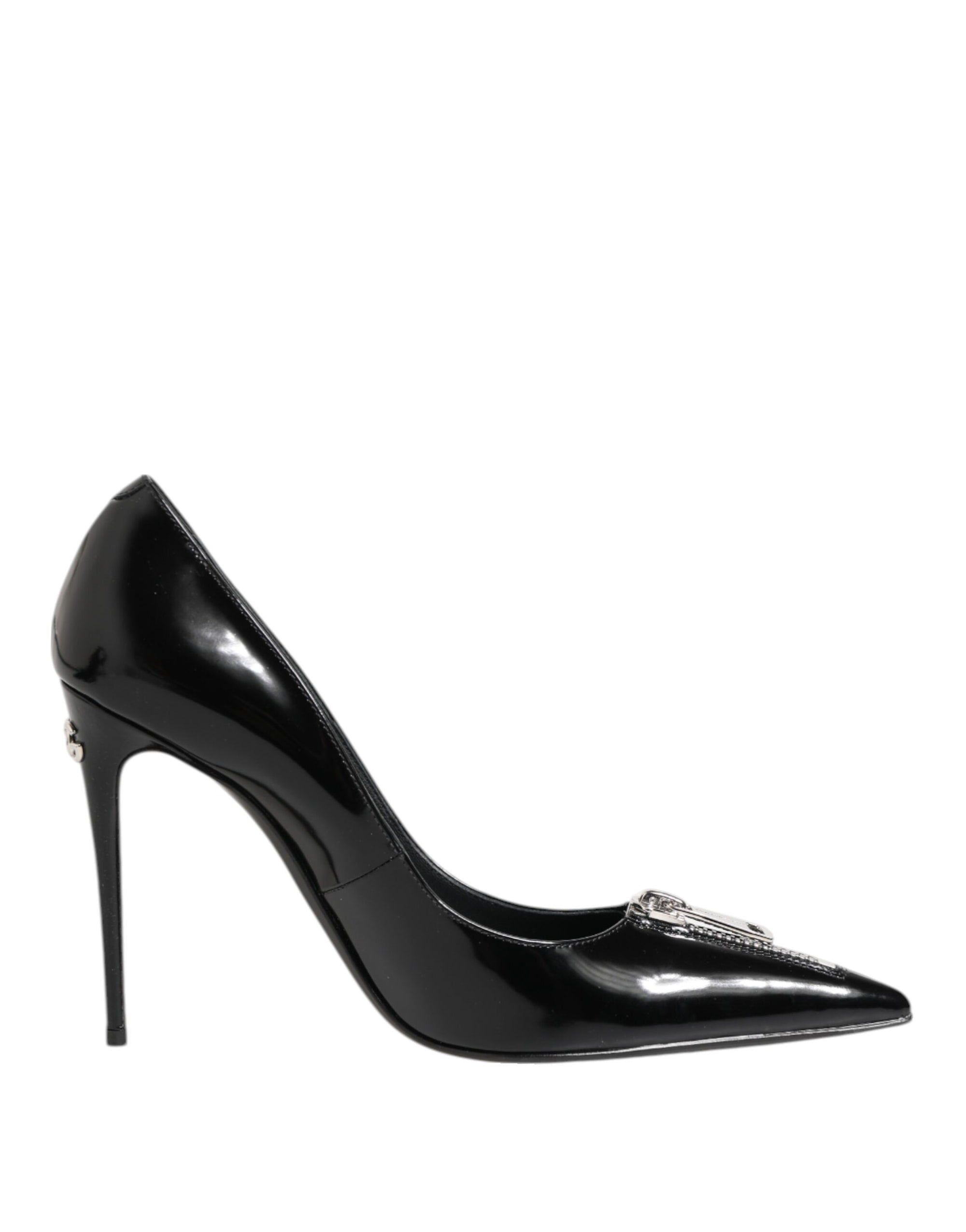 Escarpins à talons zippés en cuir verni noir Dolce &amp; Gabbana