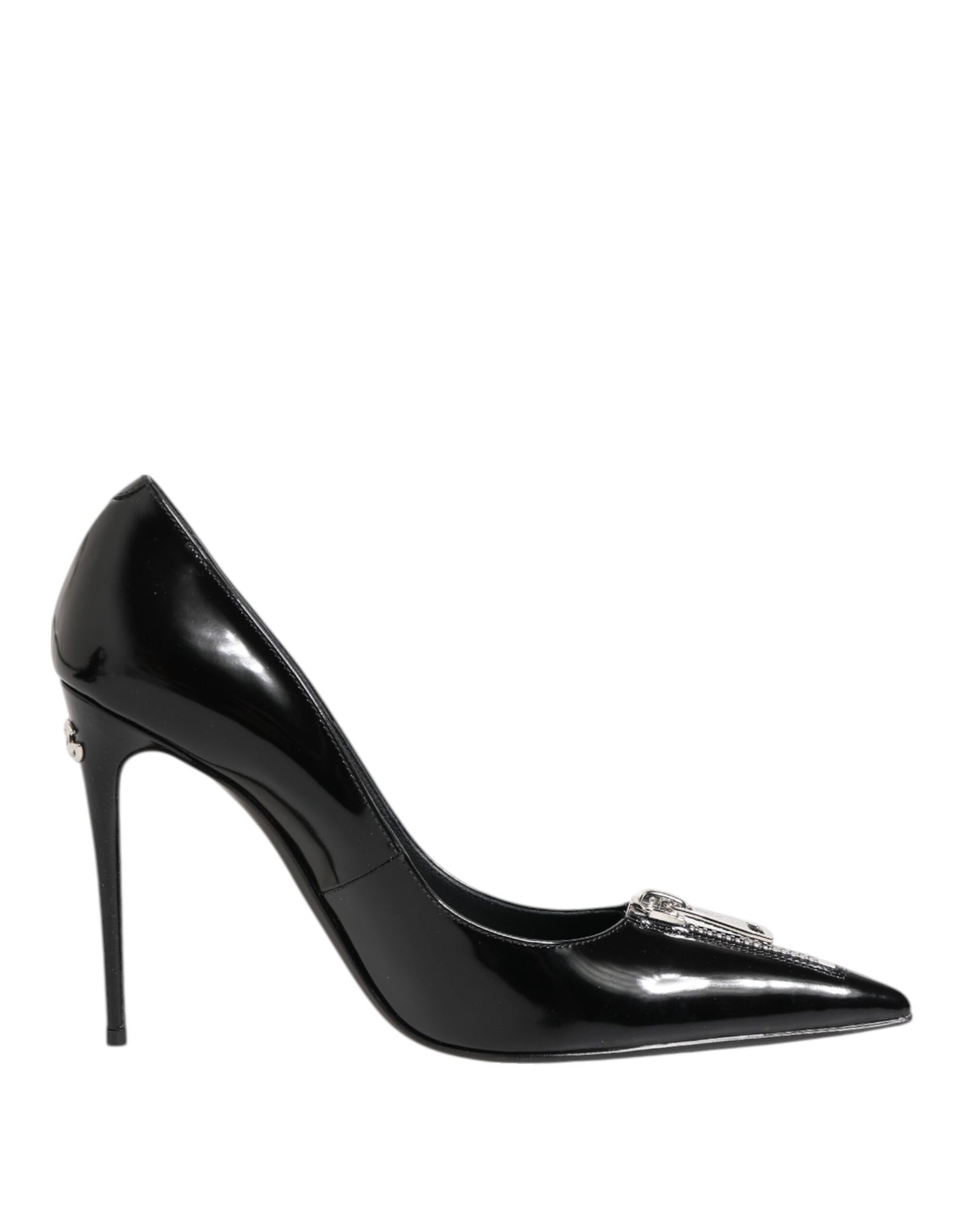Dolce &amp; Gabbana Black Patent Leather Zipper Heels Pumps Shoes