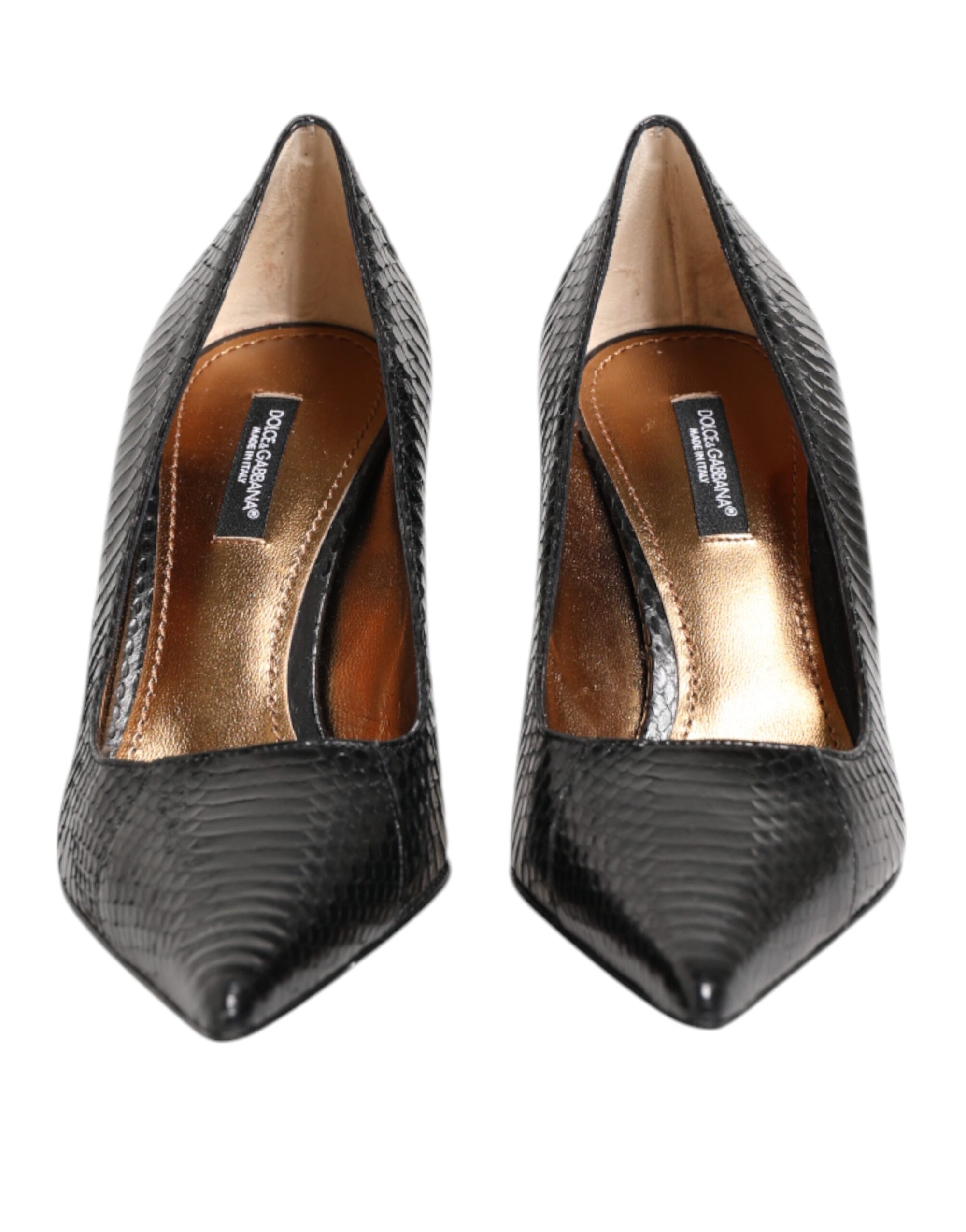 Dolce &amp; Gabbana Black Exotic Leather Stiletto Pumps Shoes