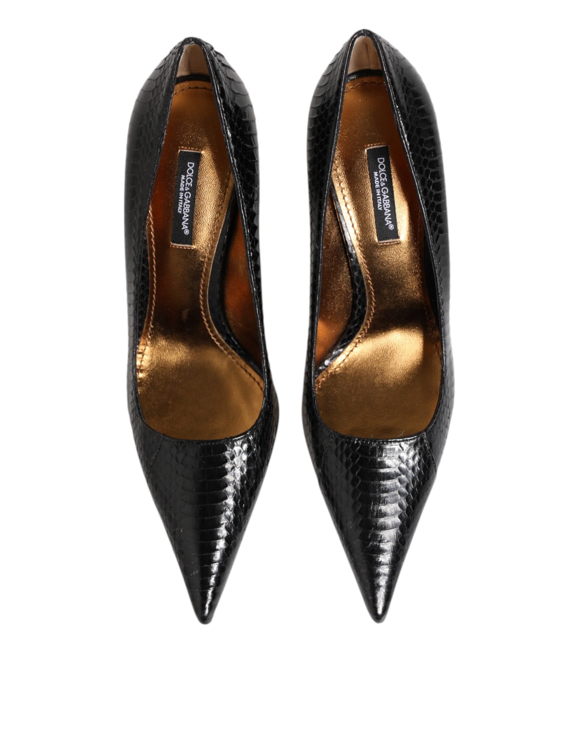 Dolce &amp; Gabbana Black Exotic Leather Stiletto Pumps Shoes