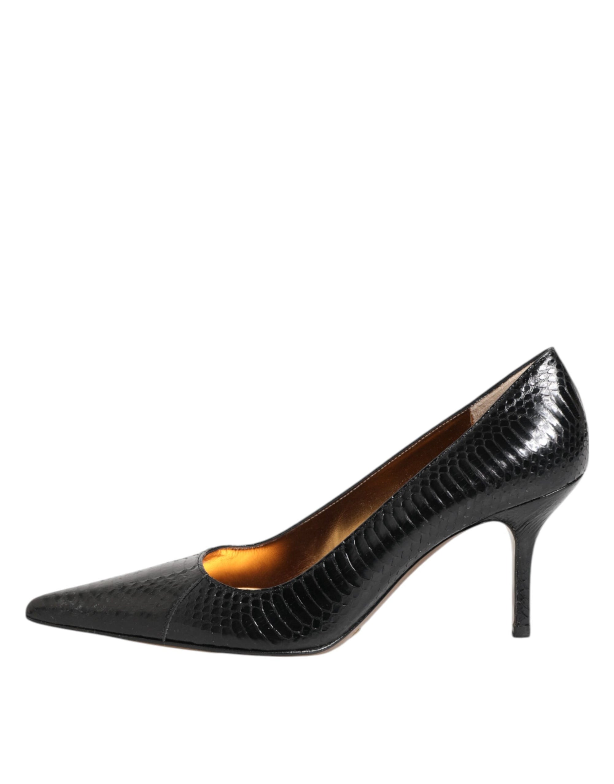 Dolce &amp; Gabbana Black Exotic Leather Stiletto Pumps Shoes