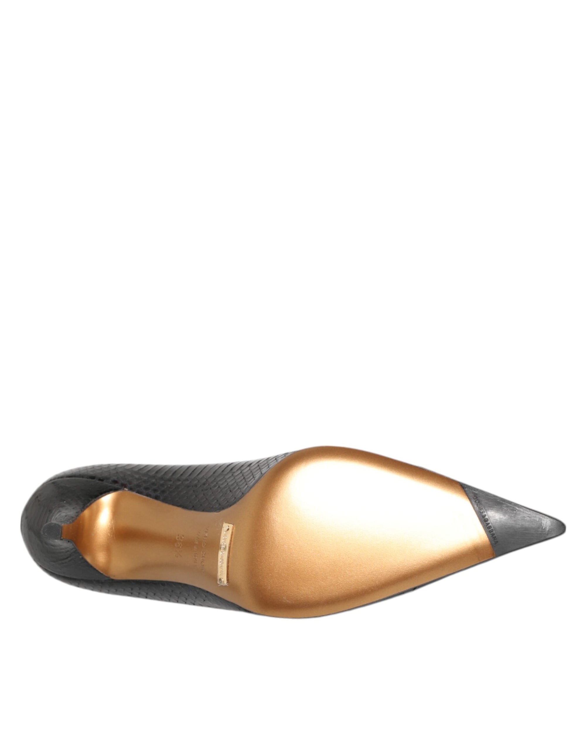 Dolce &amp; Gabbana Black Exotic Leather Stiletto Pumps Shoes