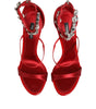 Dolce & Gabbana Red Satin Crystals Keira Sandals Heels Shoes