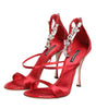 Dolce & Gabbana Red Satin Crystals Keira Sandals Heels Shoes