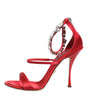 Dolce & Gabbana Red Satin Crystals Keira Sandals Heels Shoes