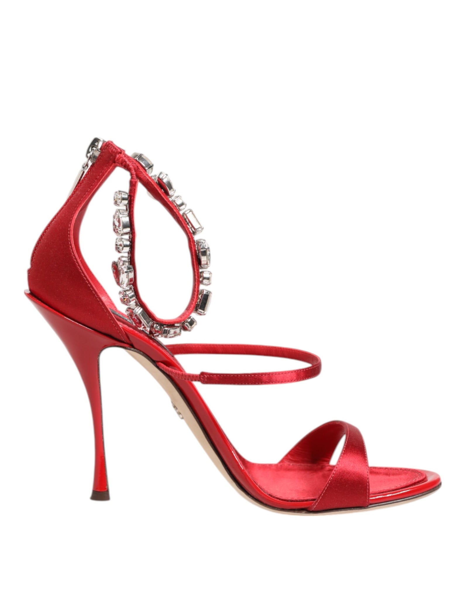 Sandales à talons Dolce &amp; Gabbana Keira en satin rouge et cristaux