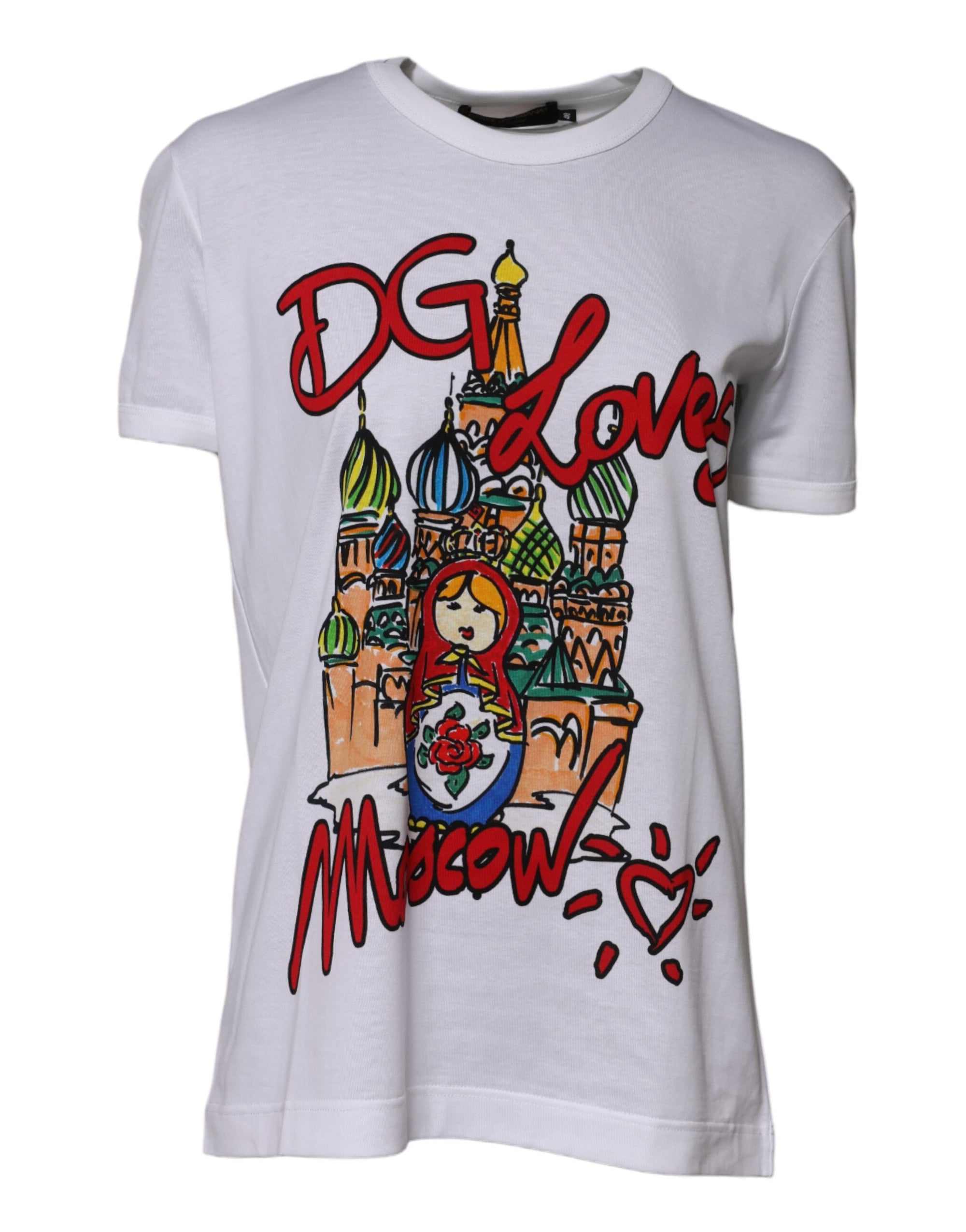 T-shirt ras du cou en coton blanc Dolce & Gabbana DG Loves Moscow