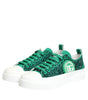 Dolce & Gabbana Green Portofino Crystal DG Logo Sneakers Shoes