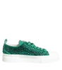 Dolce & Gabbana Green Portofino Crystal DG Logo Sneakers Shoes