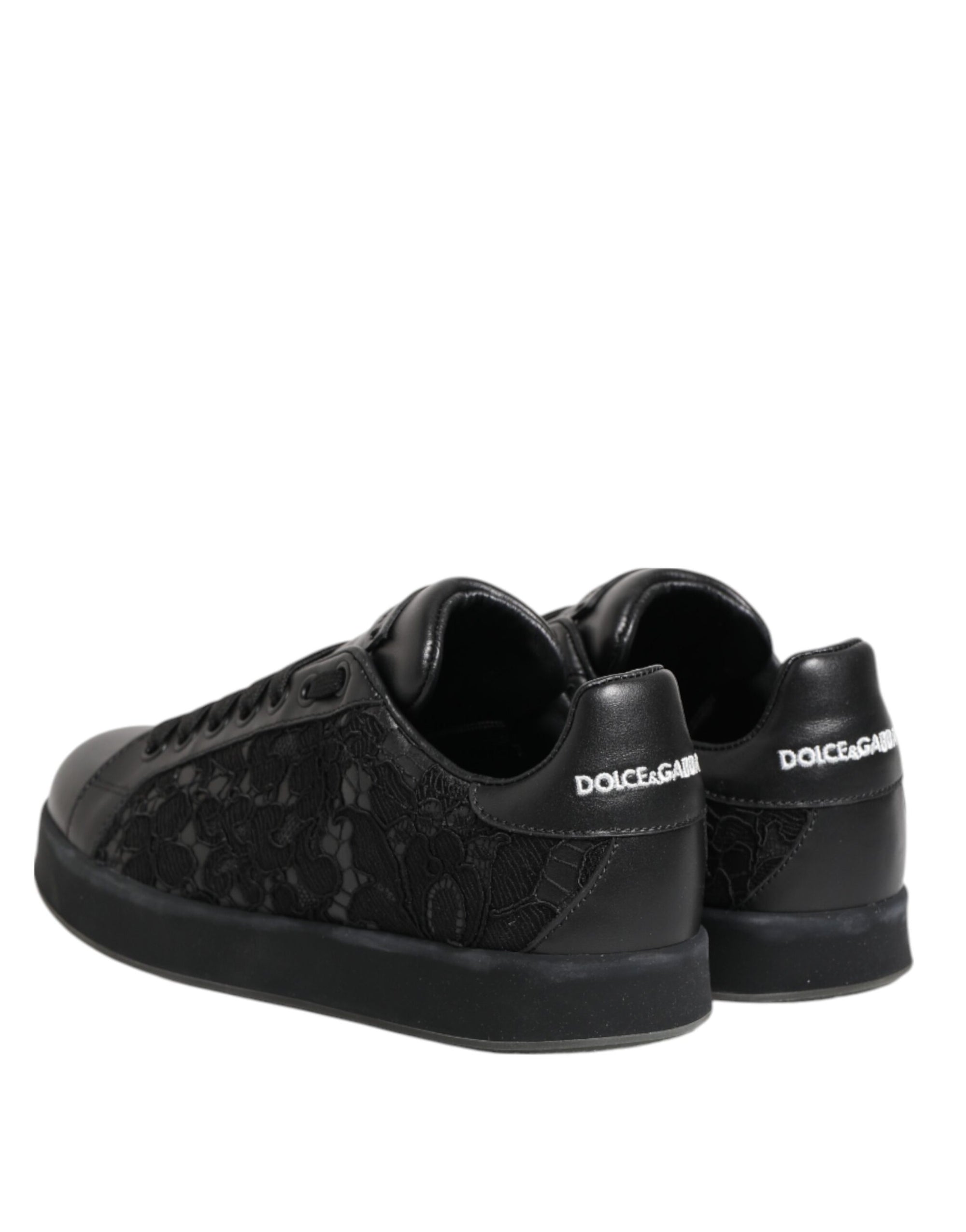 Baskets basses noires en dentelle florale Dolce & Gabbana