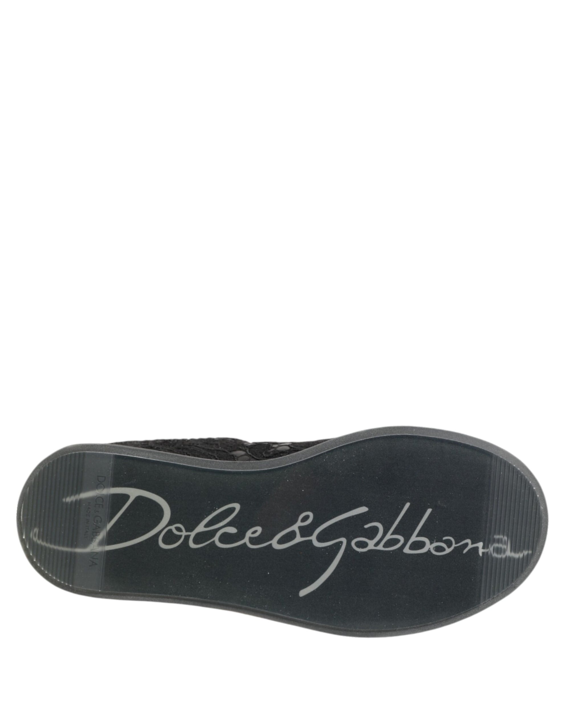 Baskets basses noires en dentelle florale Dolce & Gabbana