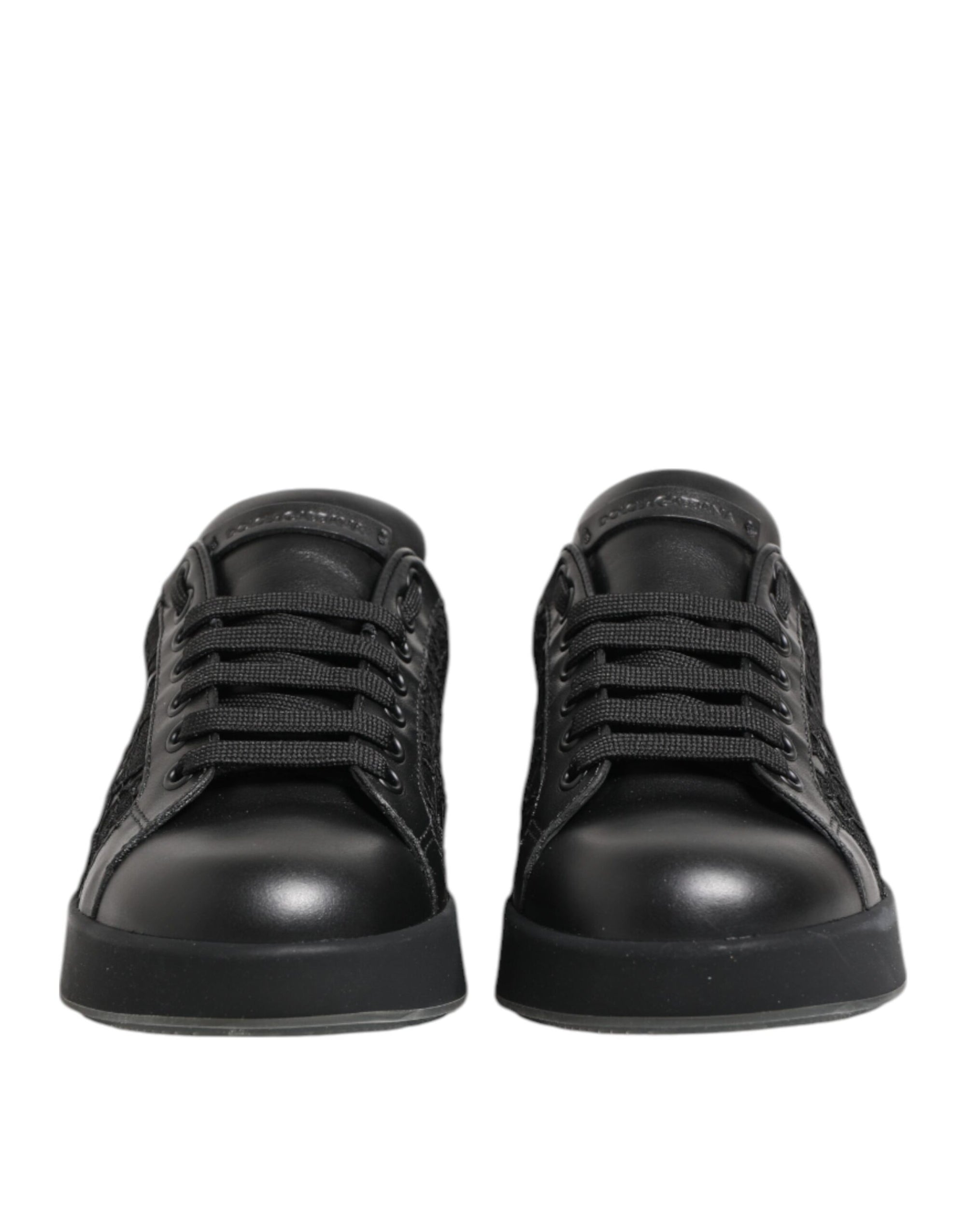 Baskets basses noires en dentelle florale Dolce & Gabbana