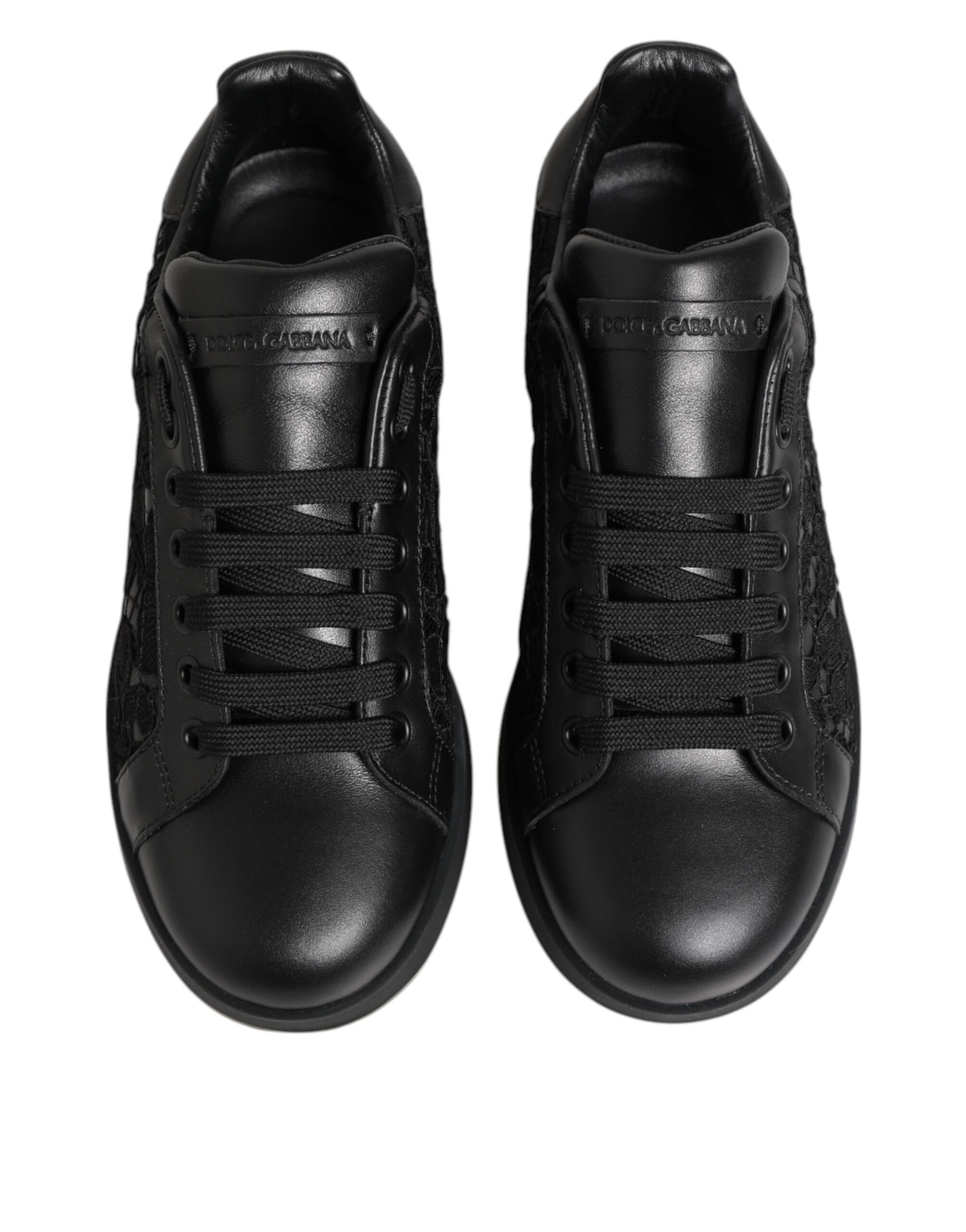 Baskets basses noires en dentelle florale Dolce & Gabbana