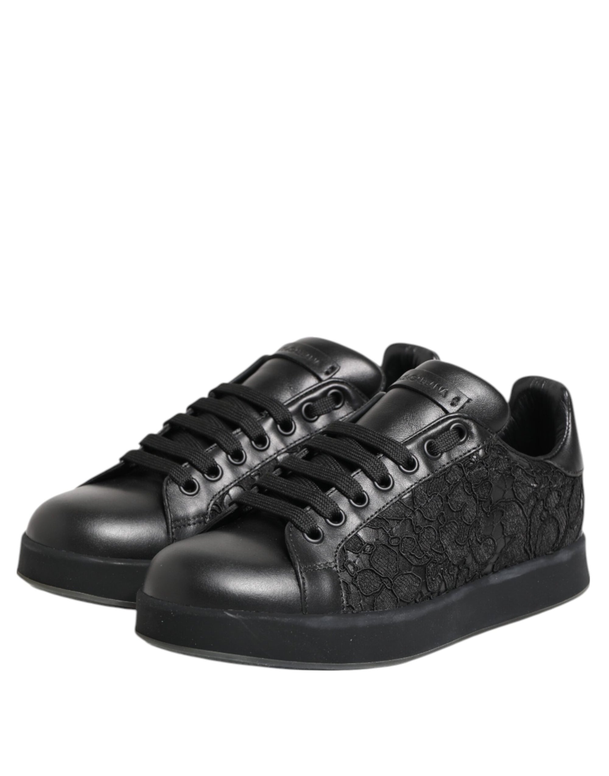 Baskets basses noires en dentelle florale Dolce & Gabbana