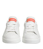 Dolce & Gabbana White Orange Leather Low Top Sneakers Shoes