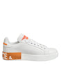 Dolce & Gabbana White Orange Leather Low Top Sneakers Shoes