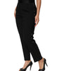 Dolce & Gabbana Black Wool HighWaist Tapered Trouser Pants