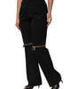 Dolce & Gabbana Black Zip Detailed Wool Straight Leg Pants