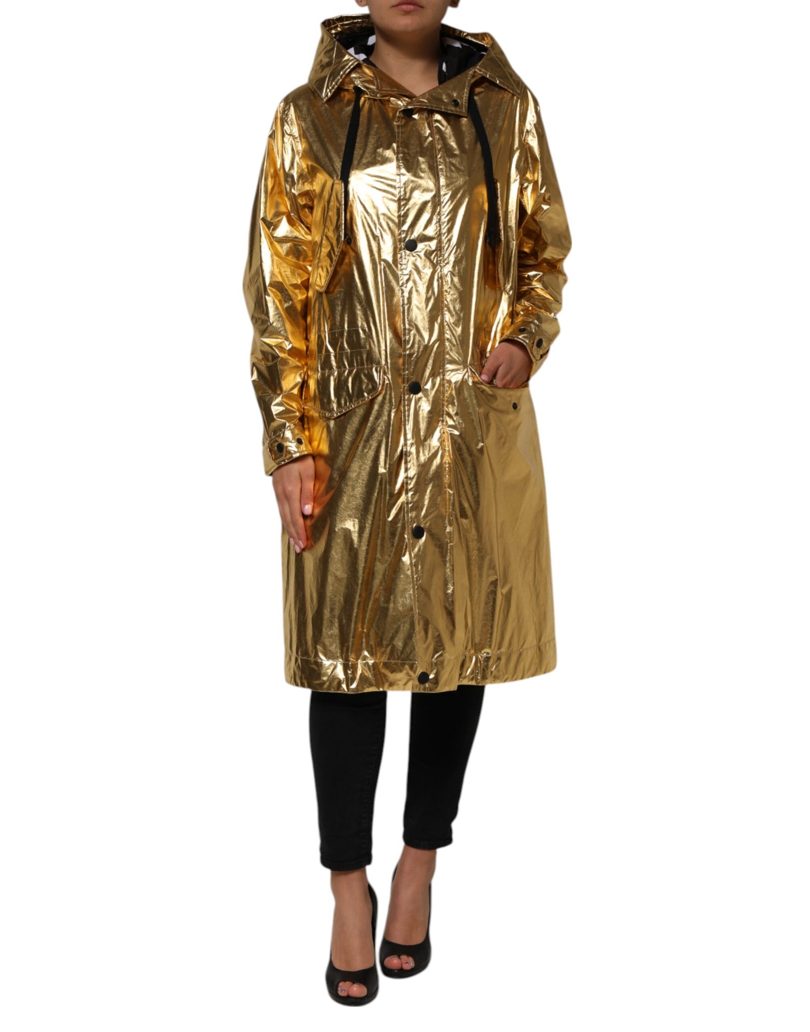 Dolce &amp; Gabbana Trench-coat à capuche et manches longues doré