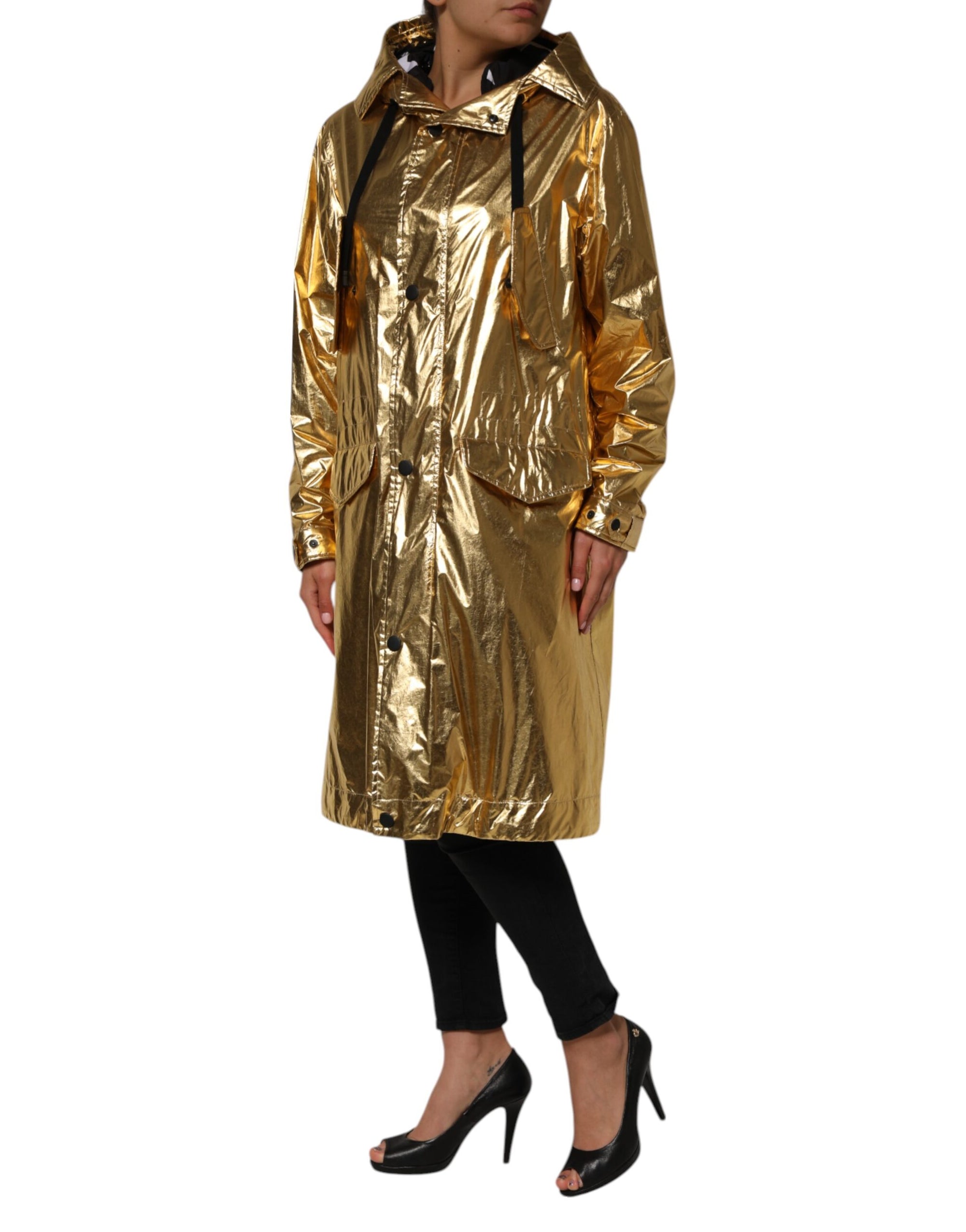 Dolce &amp; Gabbana Trench-coat à capuche et manches longues doré
