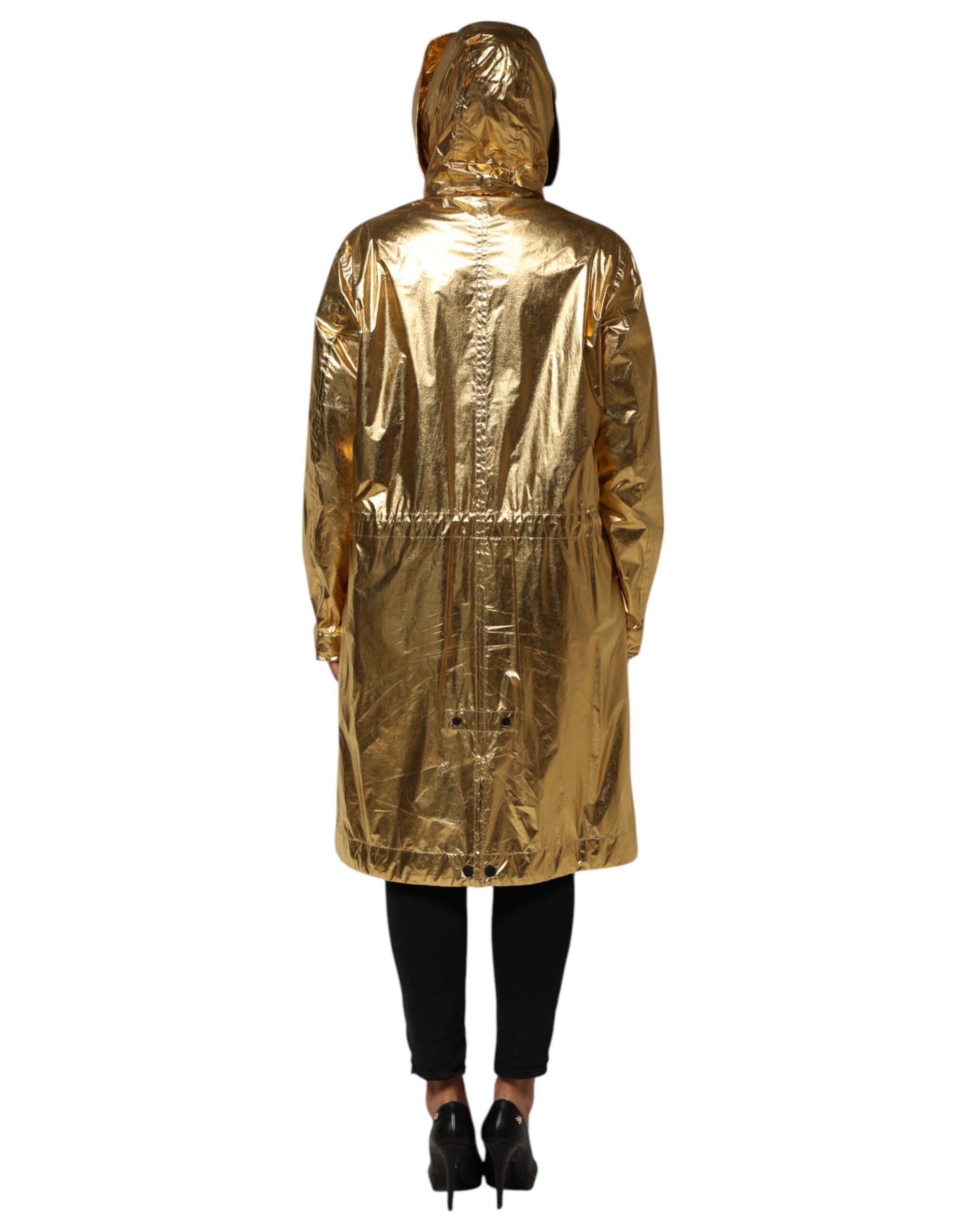 Dolce &amp; Gabbana Trench-coat à capuche et manches longues doré