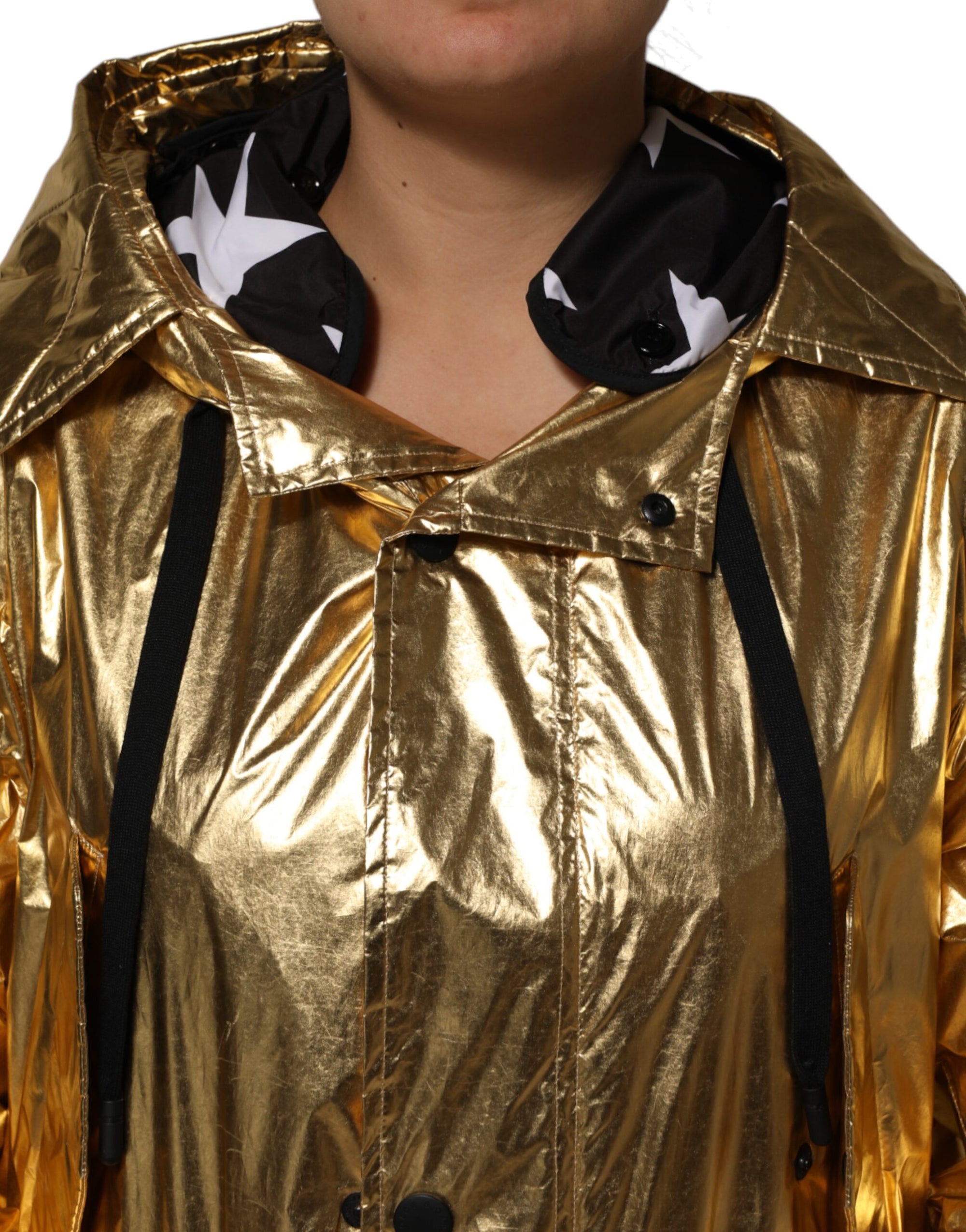 Dolce &amp; Gabbana Trench-coat à capuche et manches longues doré