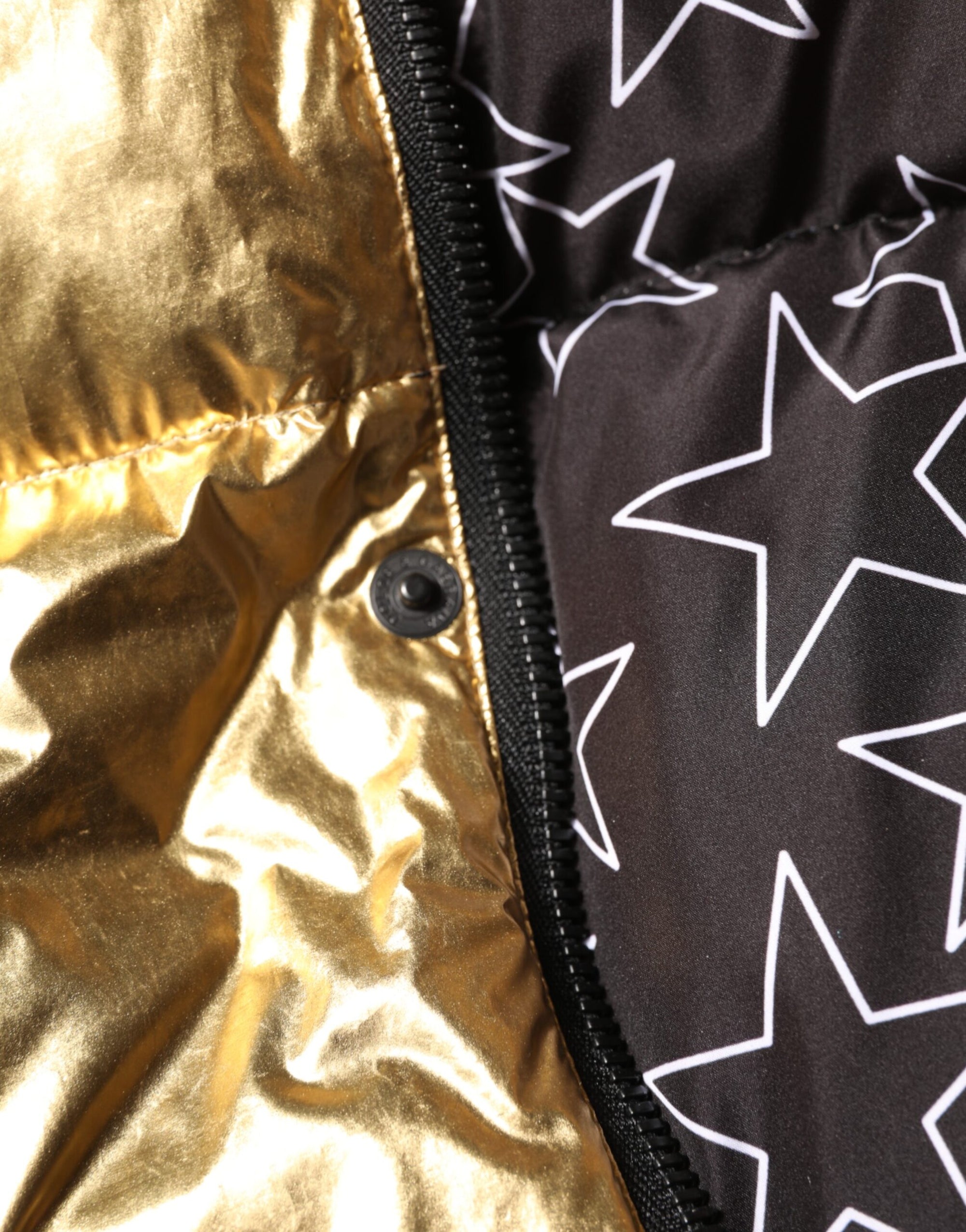 Dolce &amp; Gabbana Gold Hooded Puffer Quilted Full Zip Jacket