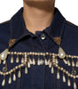 Dolce & Gabbana Blue Cotton Denim Crystal Embellished Jacket