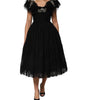 Dolce &amp; Gabbana Black Crystal Embellished Midi A-line Dress