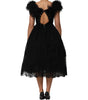 Dolce &amp; Gabbana Black Crystal Embellished Midi A-line Dress
