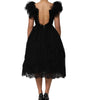 Dolce &amp; Gabbana Black Crystal Embellished Midi A-line Dress