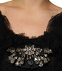 Dolce &amp; Gabbana Black Crystal Embellished Midi A-line Dress