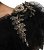 Dolce &amp; Gabbana Black Crystal Embellished Midi A-line Dress