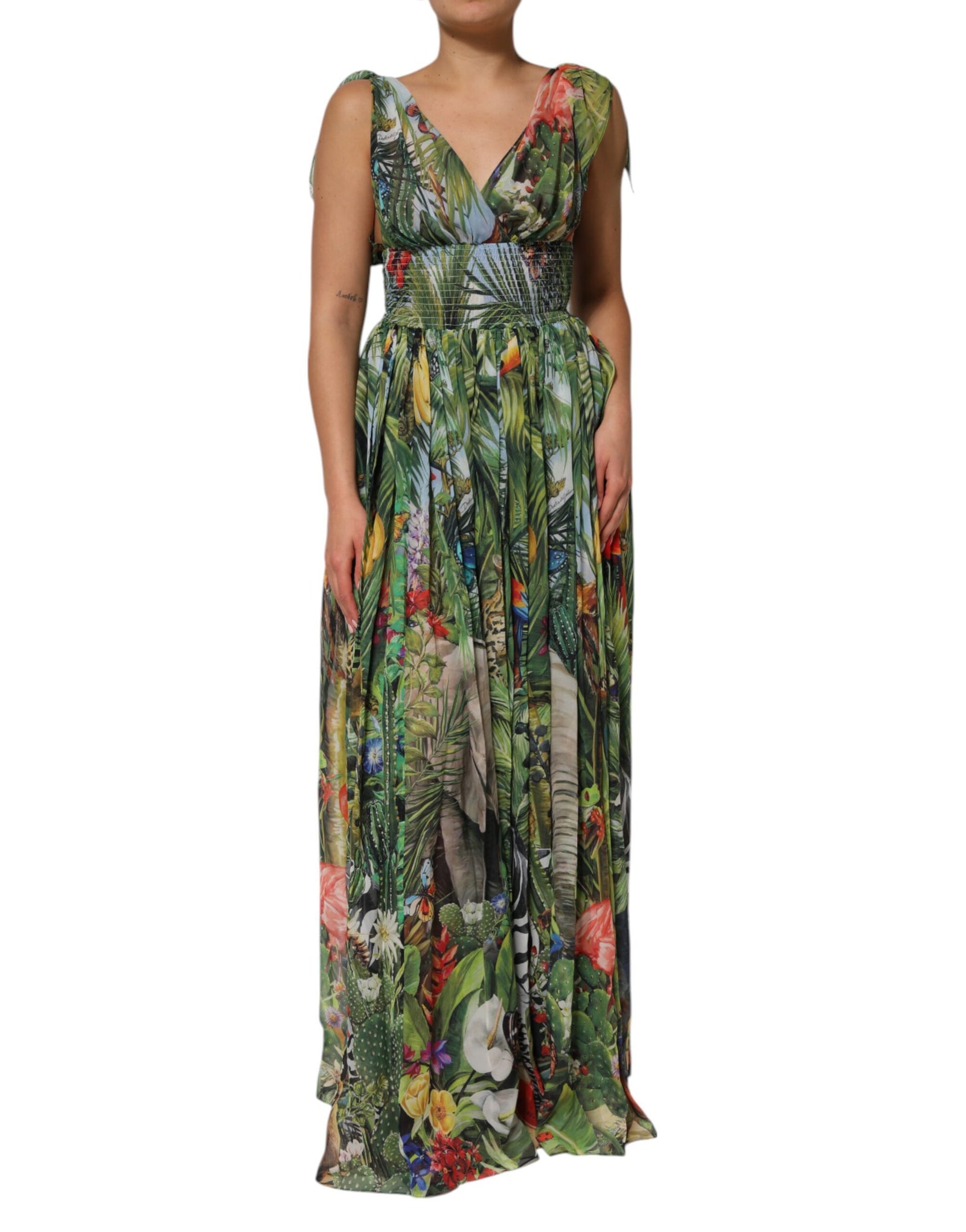 Dolce &amp; Gabbana Green Tropical JunglePrint A-line Maxi Dress
