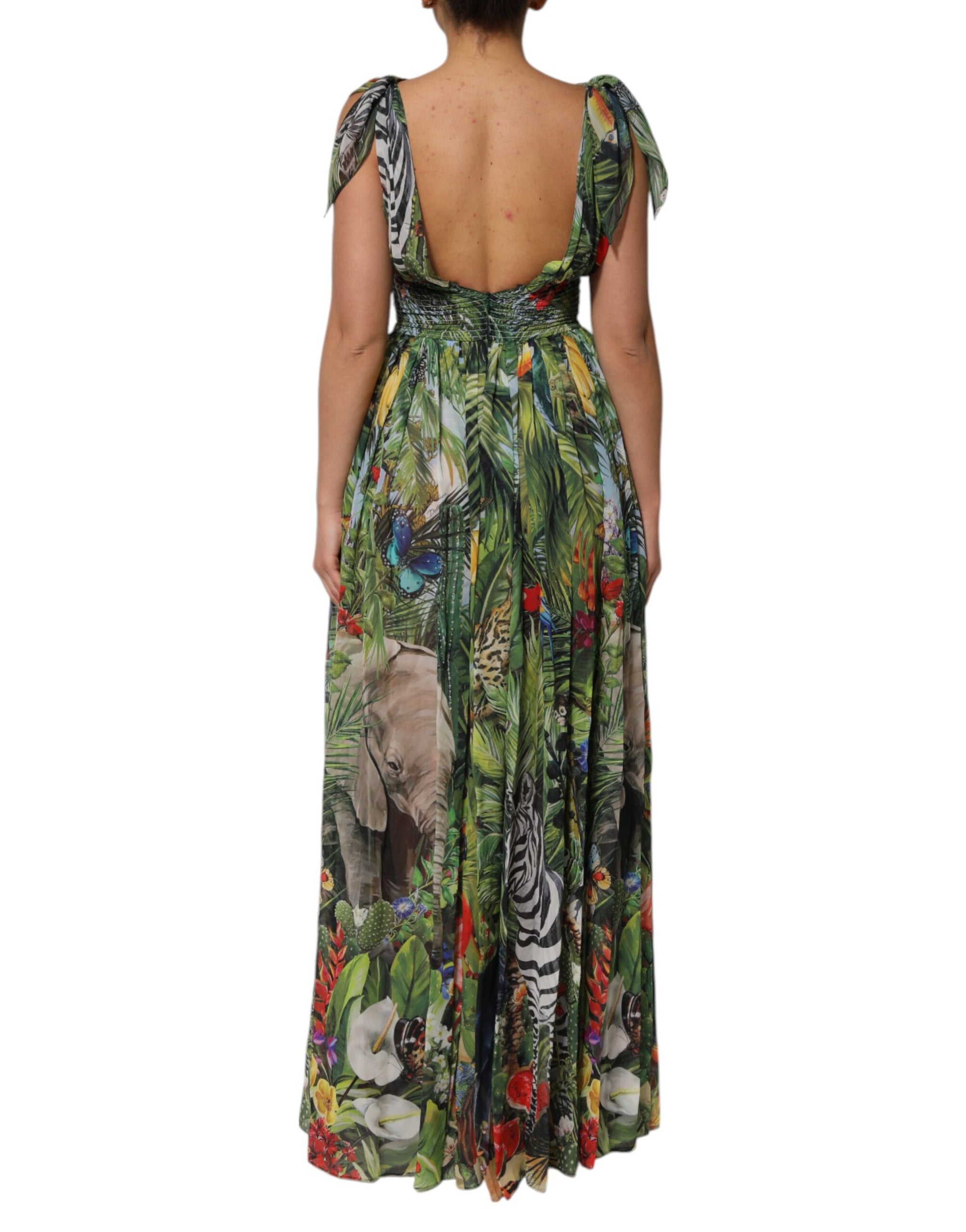 Dolce &amp; Gabbana Green Tropical JunglePrint A-line Maxi Dress