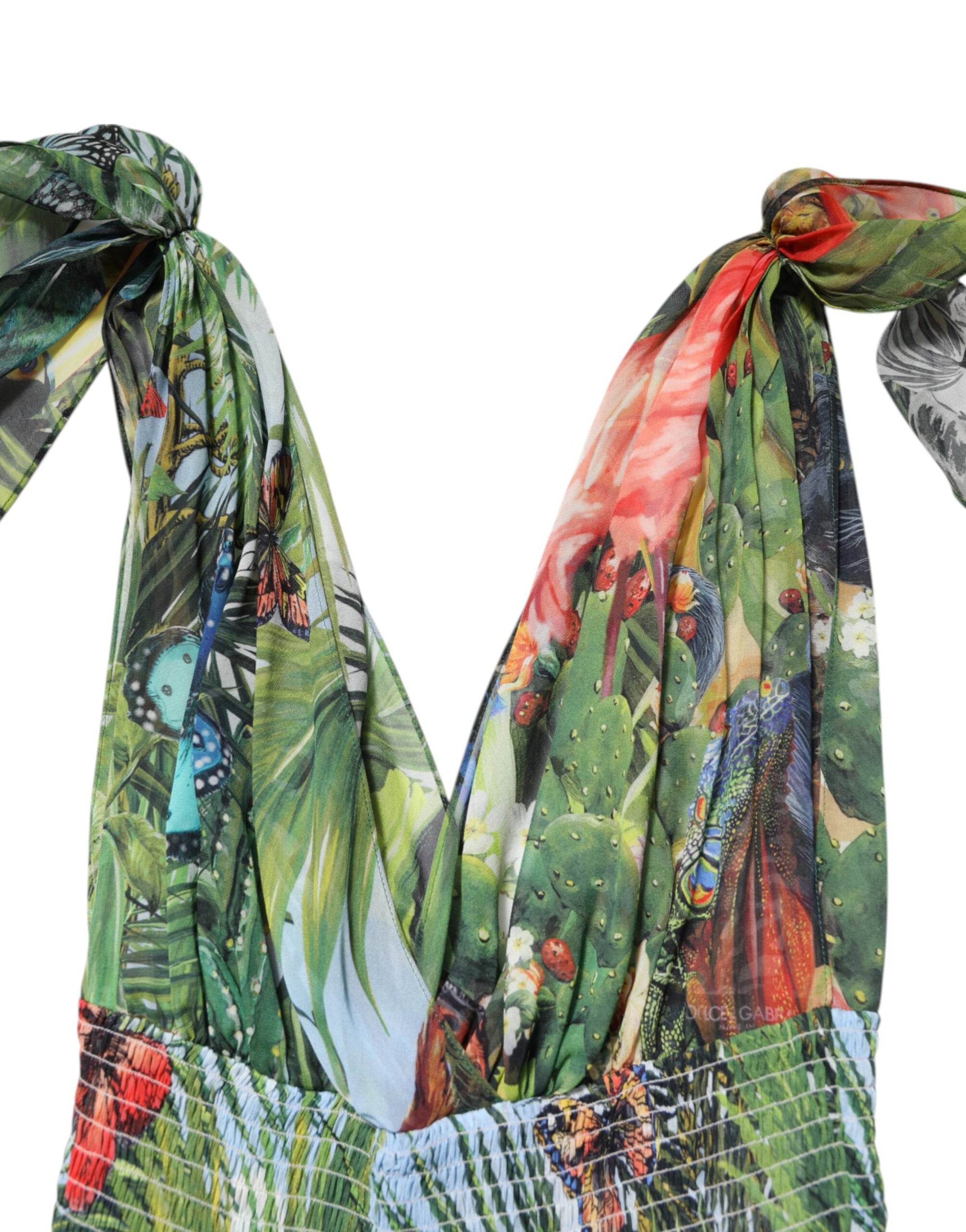 Dolce &amp; Gabbana Green Tropical JunglePrint A-line Maxi Dress