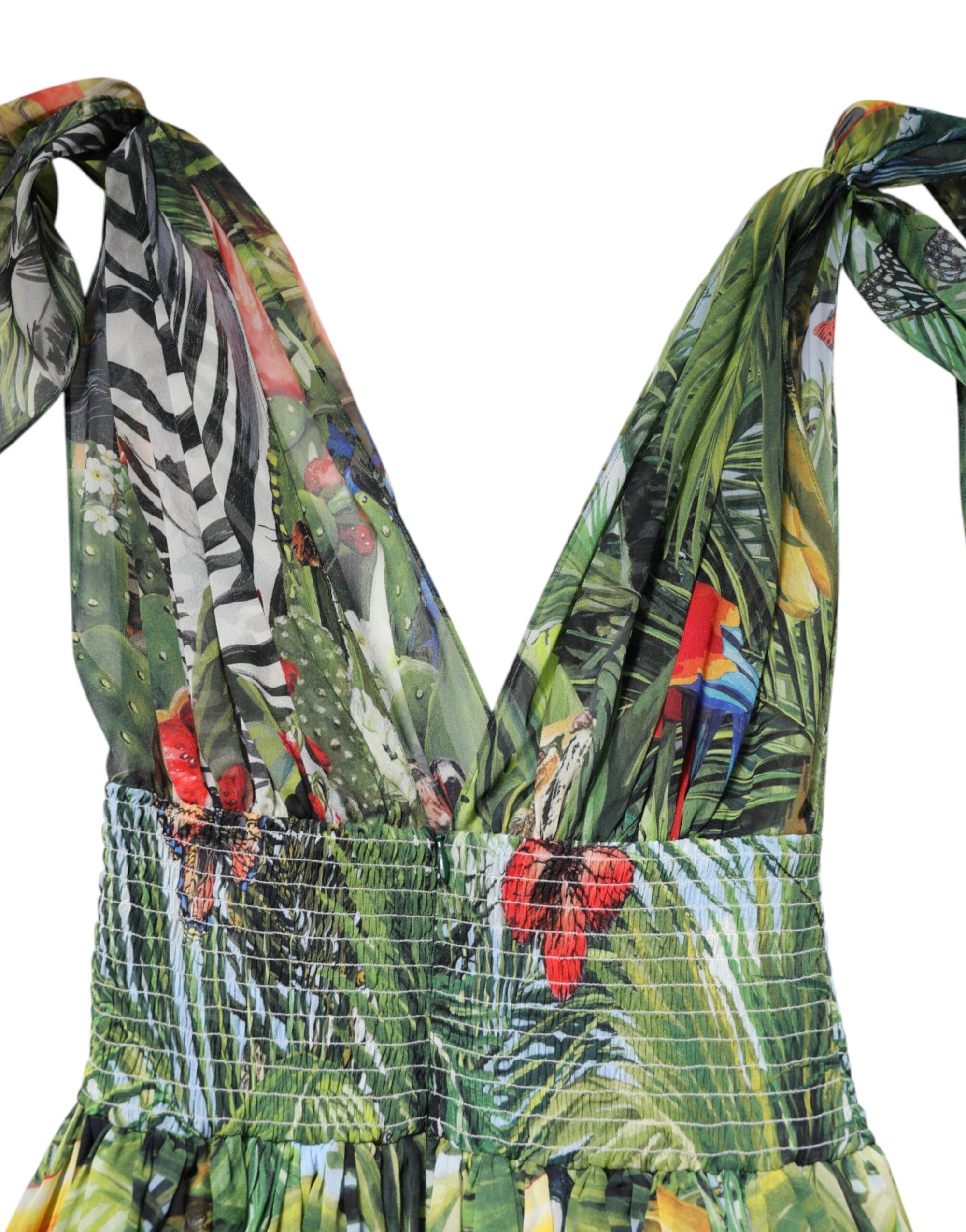 Dolce &amp; Gabbana Green Tropical JunglePrint A-line Maxi Dress