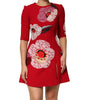 Dolce &amp; Gabbana Red Lace Floral Applique A-line Mini Dress