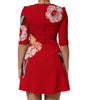 Dolce &amp; Gabbana Red Lace Floral Applique A-line Mini Dress