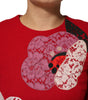 Dolce &amp; Gabbana Red Lace Floral Applique A-line Mini Dress