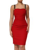 Dolce &amp; Gabbana Red Stretch Bodycon Sheath Knee Length Dress
