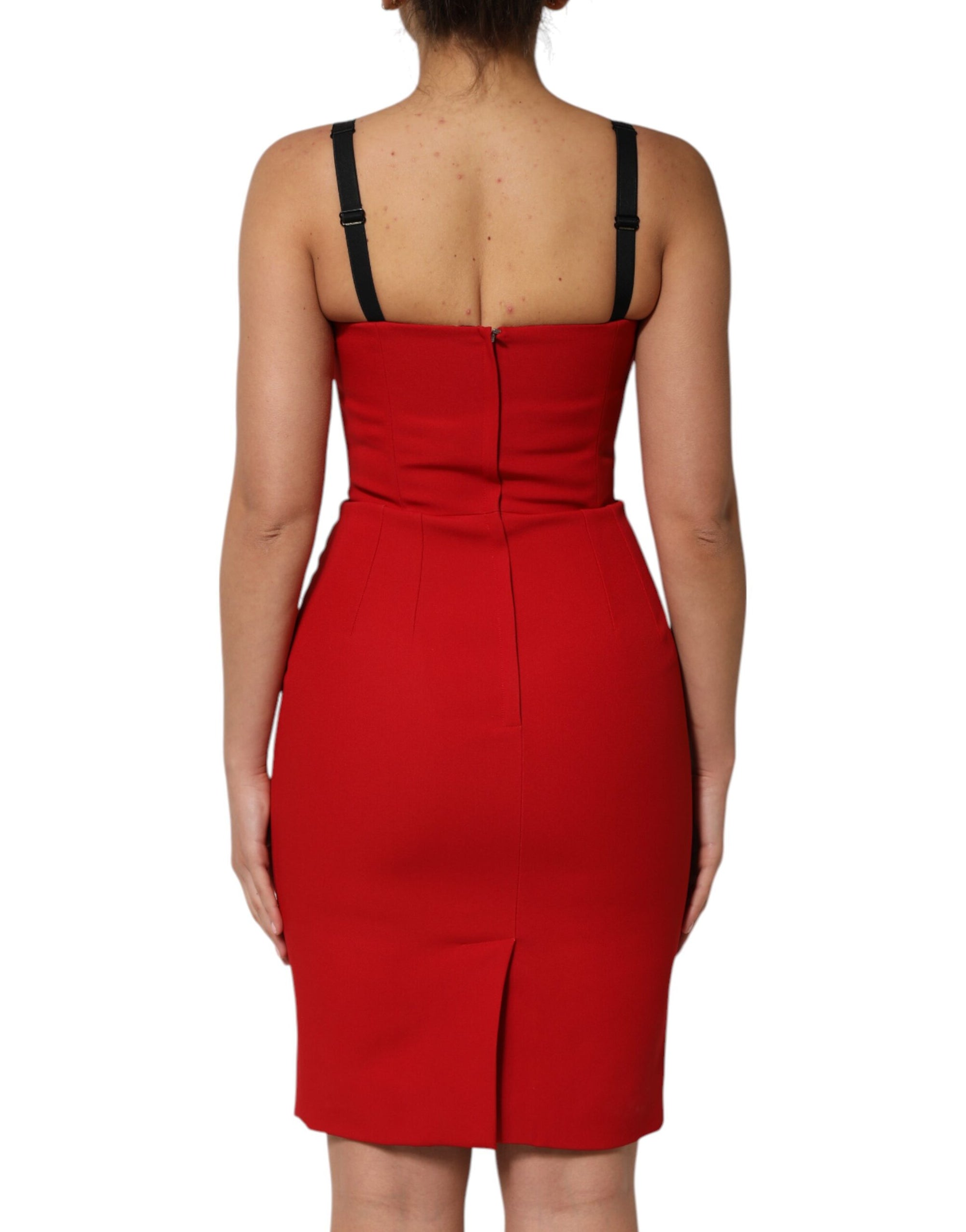 Dolce &amp; Gabbana Red Stretch Bodycon Sheath Knee Length Dress