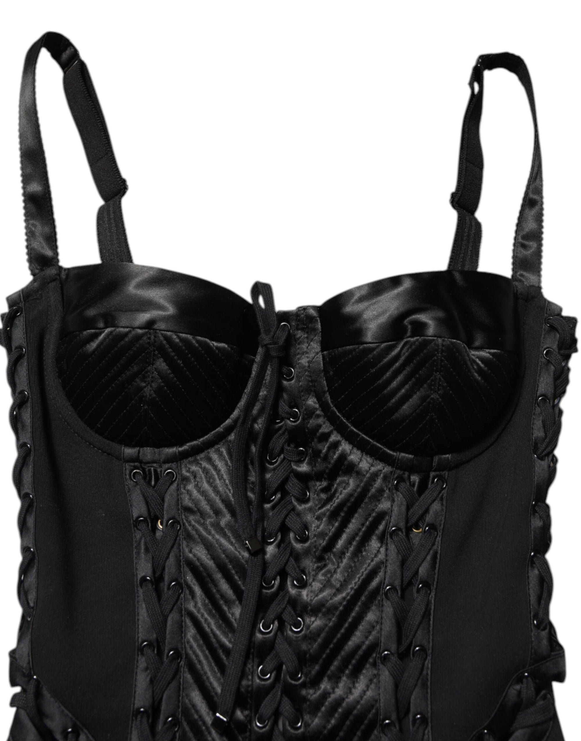 Dolce &amp; Gabbana Black Corset Lace Bodycon Jumpsuit Mini Dress