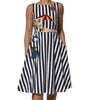 Dolce & Gabbana Blue White Striped Embroidered A-line Dress