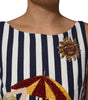 Dolce & Gabbana Blue White Striped Embroidered A-line Dress